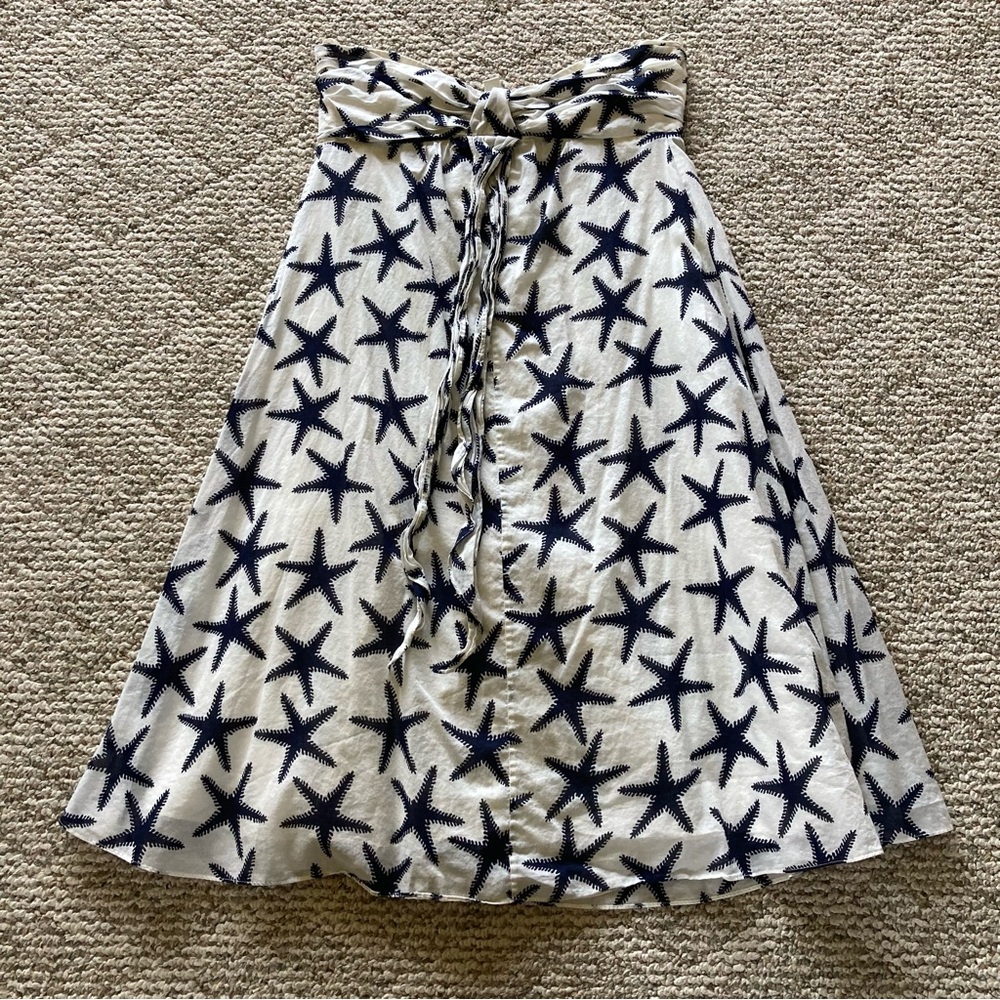 Banana Republic Ivory & Navy Blue Star Print Strapless Dress 4